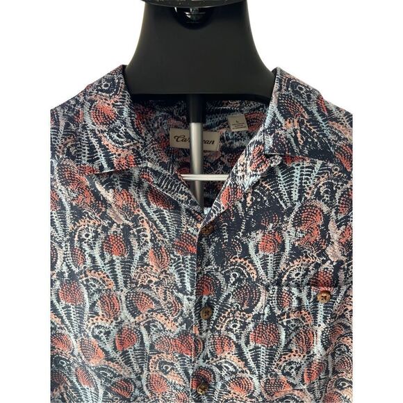 Caribbean Mens Shirt SZ L Button Down with Front Pocket Short Sleeves Colors Blu - Picture 4 of 11